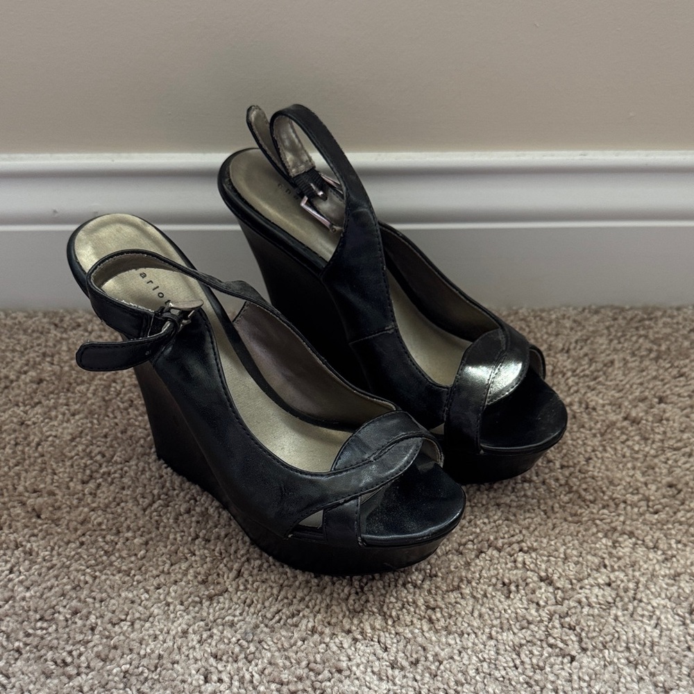 Charlotte Russe Black Wedge Sandals